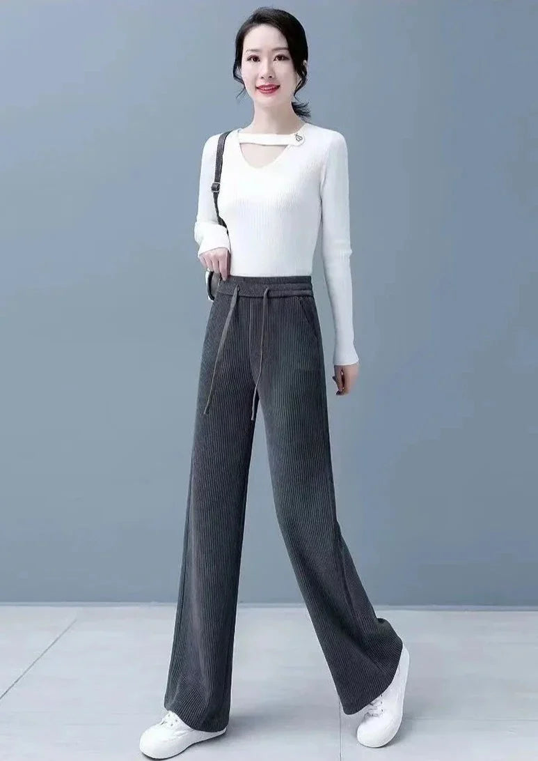 Pantalon en velours côtelé ample Femme - Intérieur fourrure