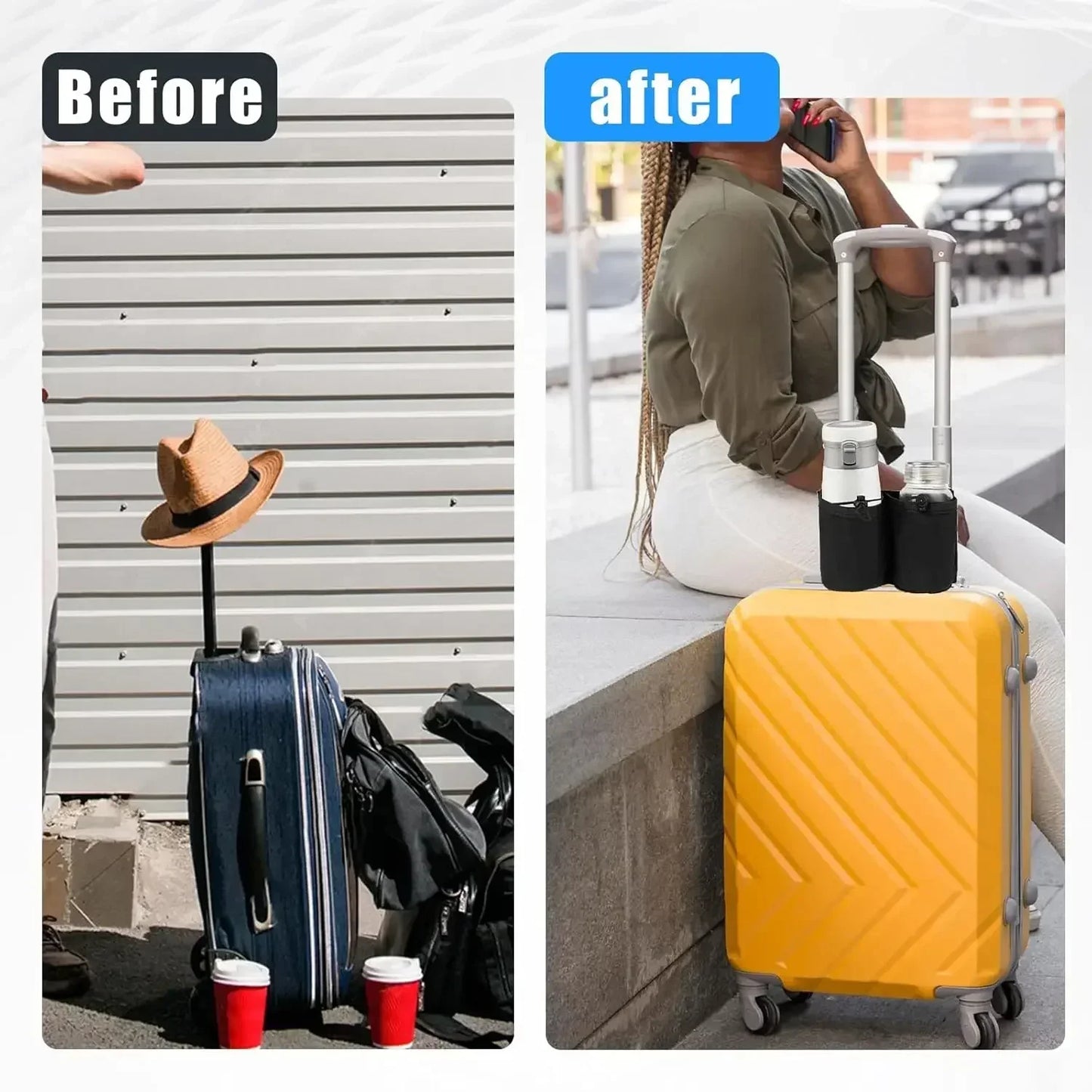 2x Porte-Gobelets de Valise – Voyage Mains Libres