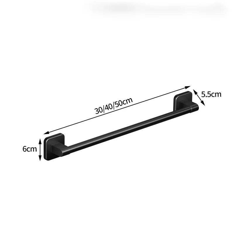 Barre Porte-Serviettes Auto-Adhésive – Noir Mat