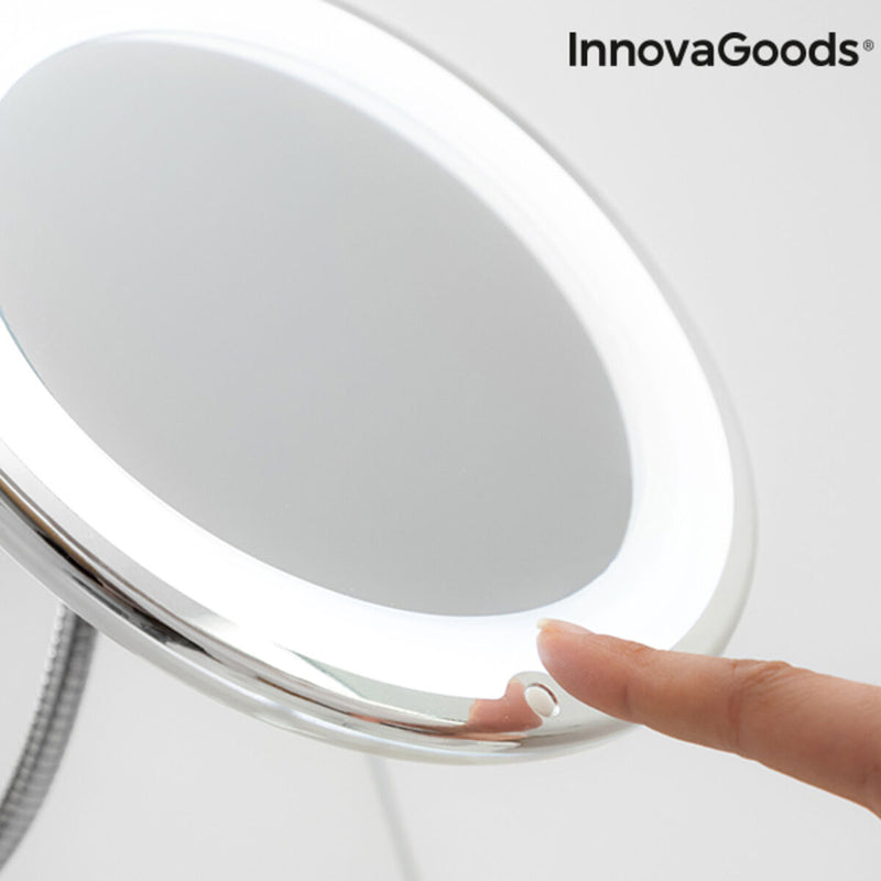 Miroir grossissant à LED avec bras flexible et ventouse