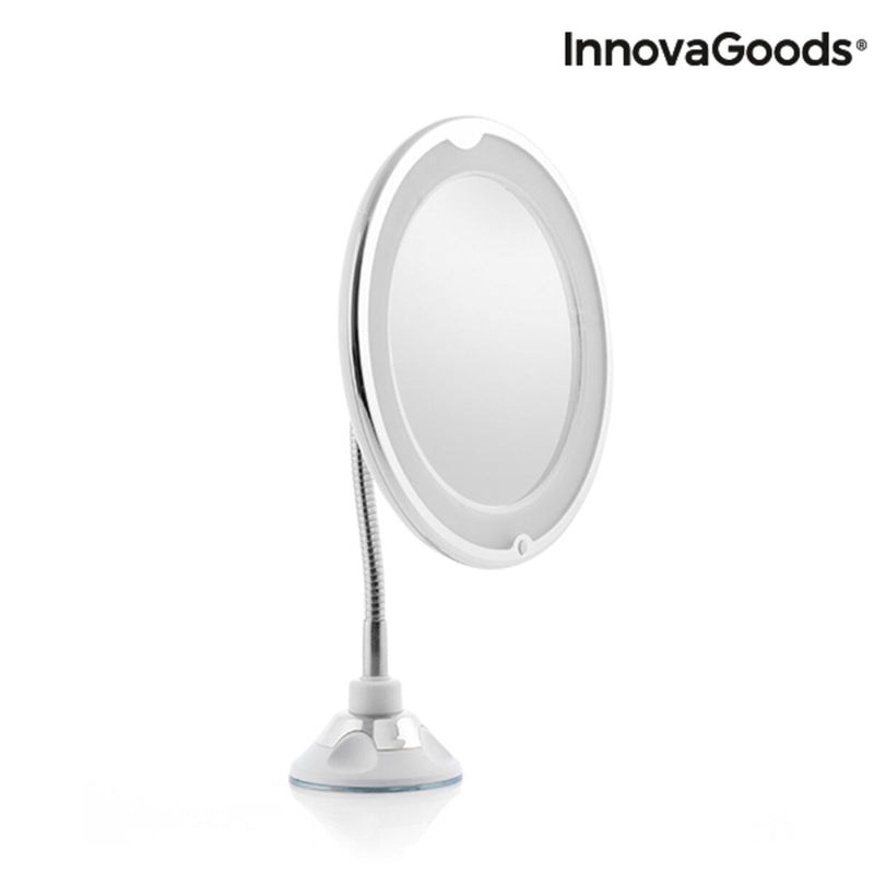 Miroir grossissant à LED avec bras flexible et ventouse