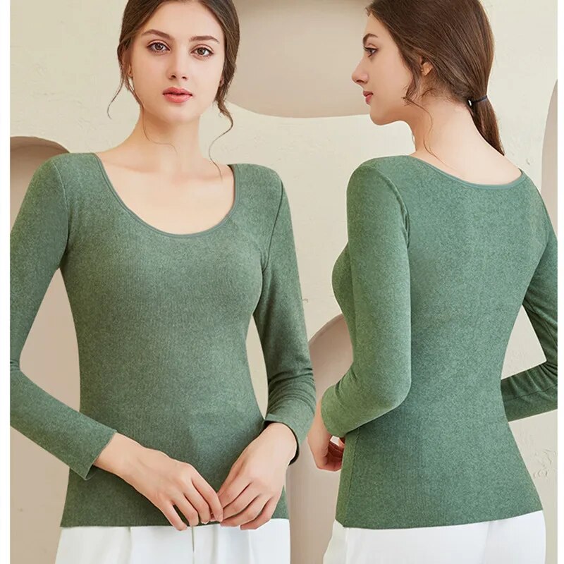 T-Shirt Femme Manches Longues Avec Soutien-Gorge Intégré - Yoga Pyjama Sport Décontracté