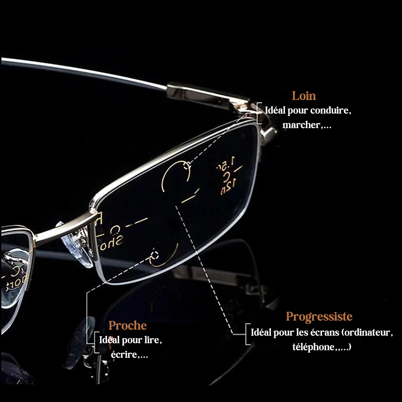 Lunettes mixtes progressives à branches flexibles