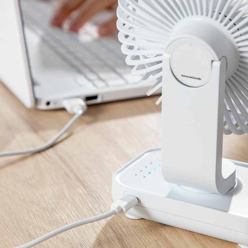 Ventilateur de Bureau Rechargeable Fanrec InnovaGoods Ø5,4'' 3600 mAh / 13,3 W