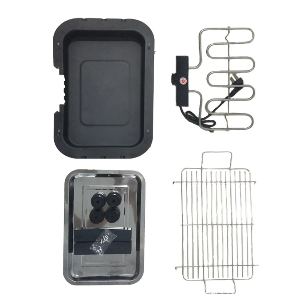 Grill Électrique Portable 1800W – Barbecue d’Intérieur et d’Extérieur avec 6 Températures Réglables et Bac à Graisse Amovible