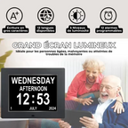 Horloge Digitale Grand Écran et 12 alarmes – Rappel Médical Senior
