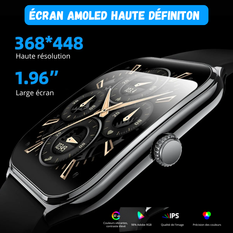 Montre Connectée Ultra Fine - Écran AMOLED HD 1.96"