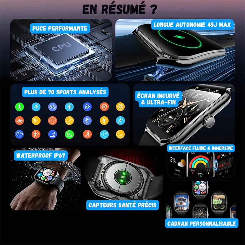 Montre Connectée Ultra Fine - Écran AMOLED HD 1.96"