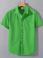Camisa de Manga Corta 100% Algodón para Hombre — Casual y Transpirable