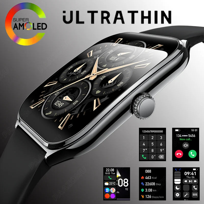 Montre Connectée Ultra Fine - Écran AMOLED HD 1.96"