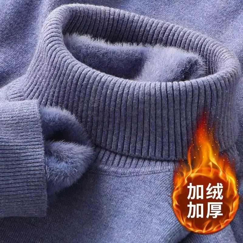 Men's Knit Funnel Neck Jumper with Fleece Lining