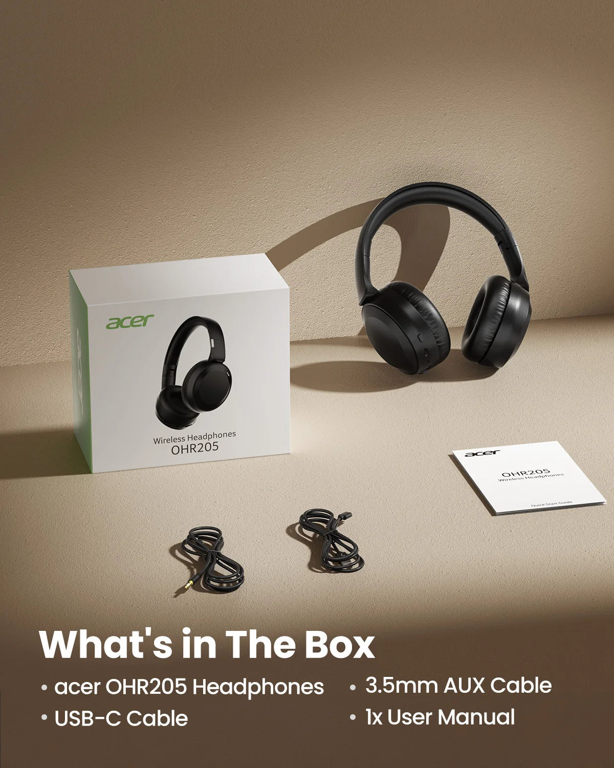 Casque Bluetooth ACER OHR205 – Pliable, Son HD + Réduction de Bruit & Longue Autonomie