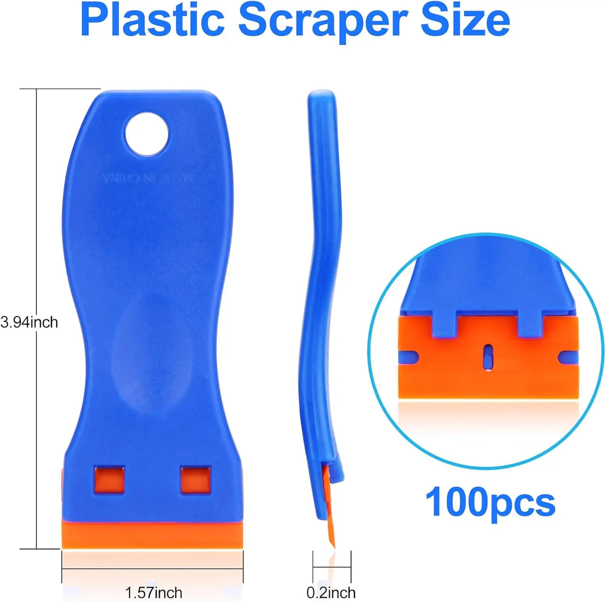 Kit de 4 Grattoirs en Plastique + 100 Lames OFFERTES – Retrait d’Autocollants, Étiquettes & Peinture