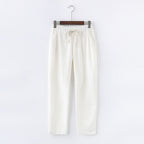 WOMEN'S COTTON AND LINEN TROUSERS - ELASTIC WAIST