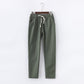 PANTALON EN COTON ET LIN POUR FEMME - TAILLE ÉLASTIQUE