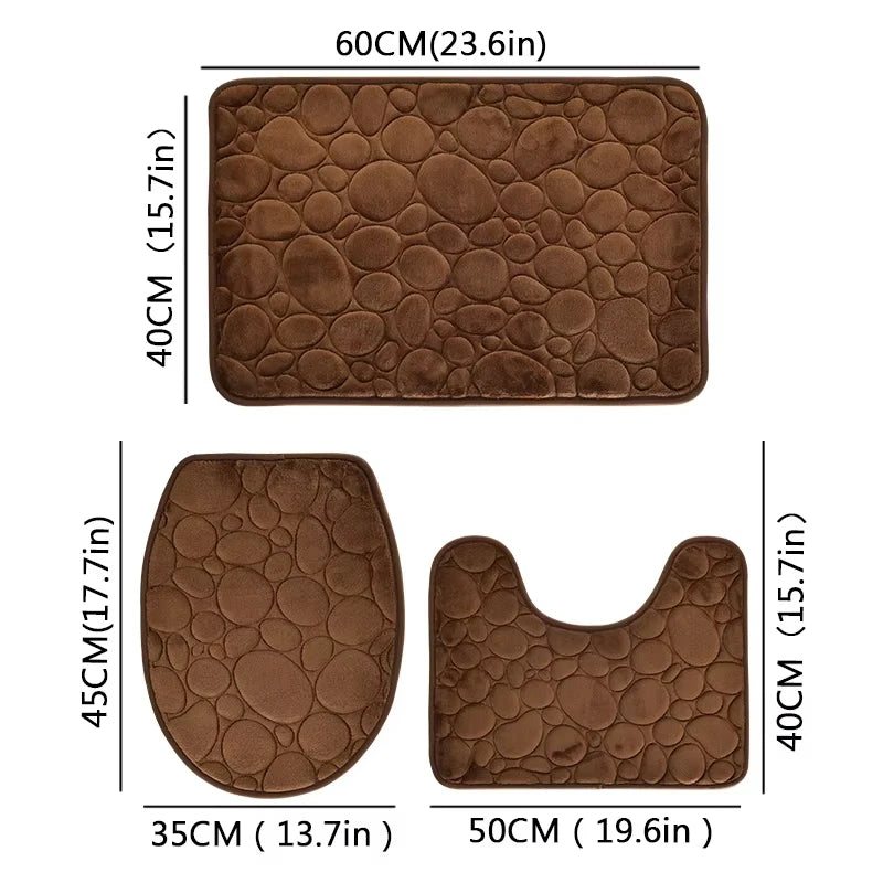 Set de 3 tapis de salle de bain WC absorbants antidérapants