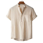 Chemise Été Légère Effet Lin Texturé à Manches Courtes – Homme