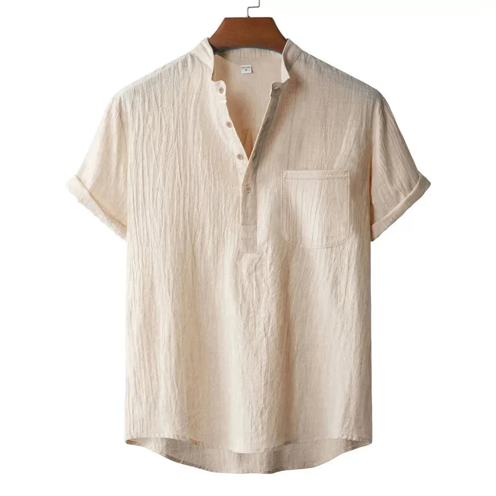 Chemise Été Légère Effet Lin Texturé à Manches Courtes – Homme
