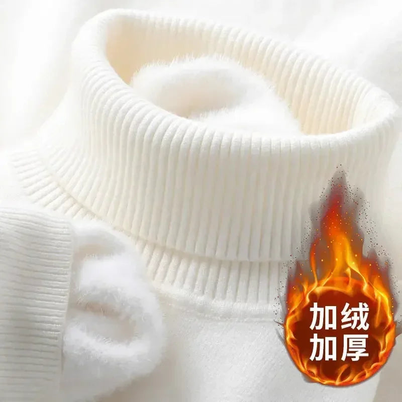 Men's Knit Funnel Neck Jumper with Fleece Lining
