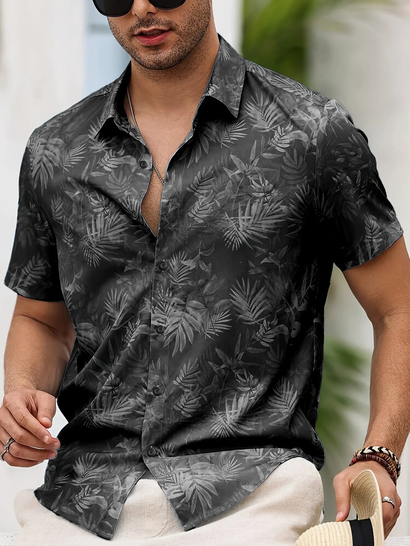 Chemise Man Summer à Manches Courtes & Imprimé Tropical