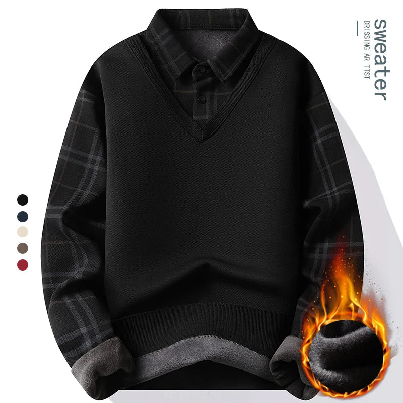 Jersey polar 2 en 1 y camisa a cuadros