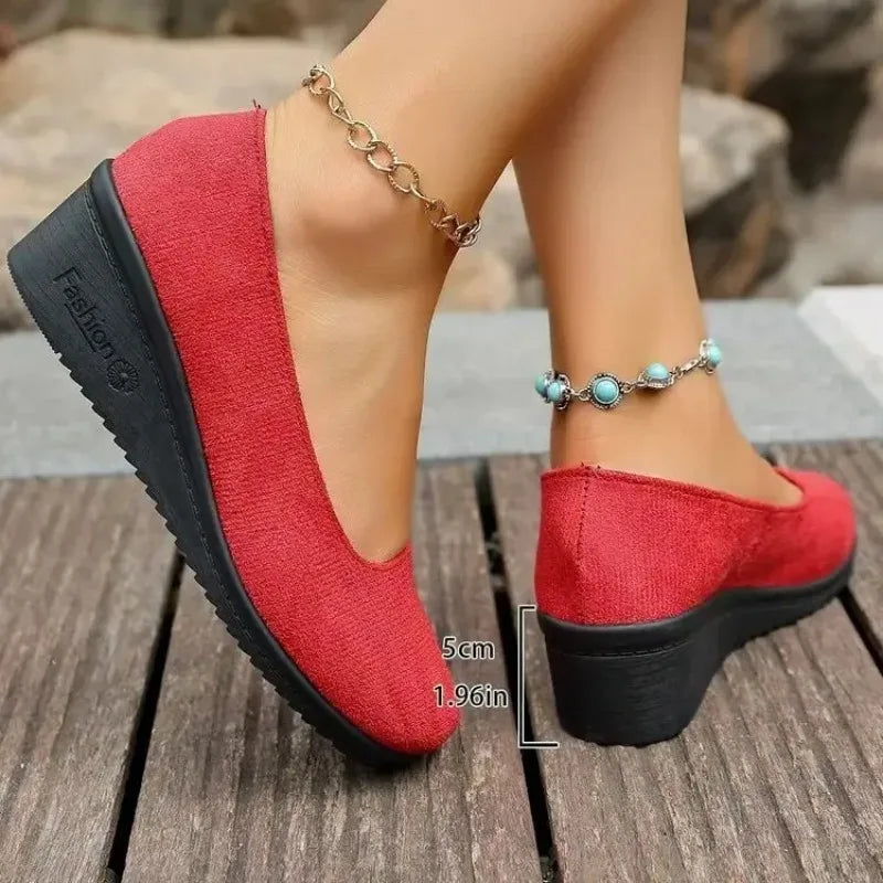 Ballerines Compensées pour Femme – Bout Rond, Semelle Souple et Confortable