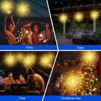 Lot de 4 Lampes Solaires Feu d’Artifice Extérieures – Guirlandes LED Suspendues, 8 Modes, Intensité Réglable et Étanches pour Jardin et Fêtes