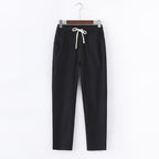 PANTALON EN COTON ET LIN POUR FEMME - TAILLE ÉLASTIQUE