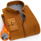 Chemise en velours cotelé avec intérieur chaud en polaire - Couleur unie