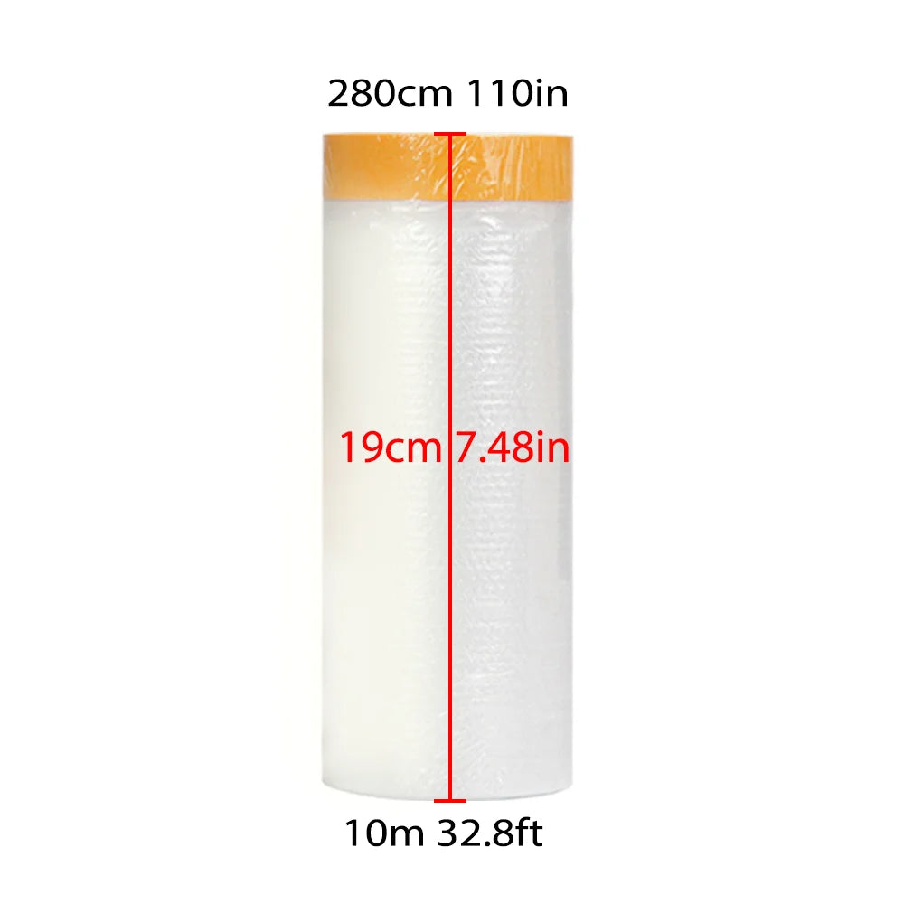 Lot de 2 Bâches de Protection avec Ruban de Masquage Pré-Adhésif Anti-Poussière & Anti-Éclaboussures – Peinture, Meubles & Automobile