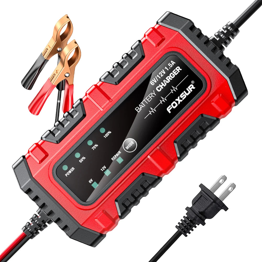 Chargeur de Batterie Intelligent 6V/12V 1,5A – Mainteneur de Charge pour Voiture, Moto, Camion et Bateau