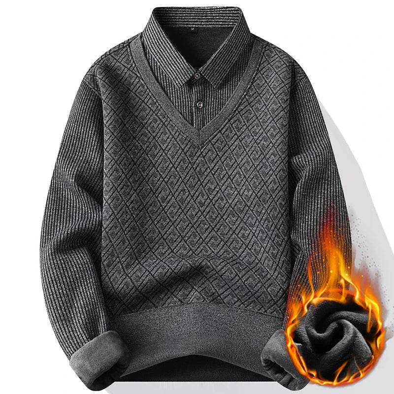 Pull Homme Hiver Épais Doublé Polaire