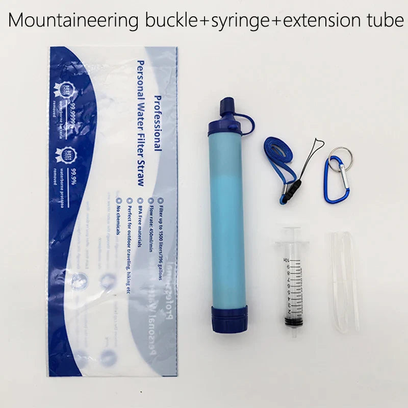 Paille filtrante de survie - Filtre à eau portable + Gourde pliante OFFERTE