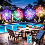 Lot de 4 Lampes Solaires Feu d’Artifice Extérieures – Guirlandes LED Suspendues, 8 Modes, Intensité Réglable et Étanches pour Jardin et Fêtes