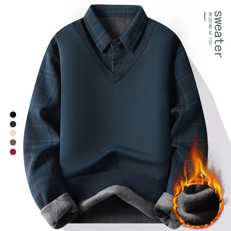 Jersey polar 2 en 1 y camisa a cuadros