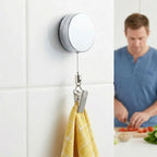 Porte-Serviette Mural Rétractable Auto-Adhésif — Lot de 2, Clip Inox, Salle de Bain & Cuisine