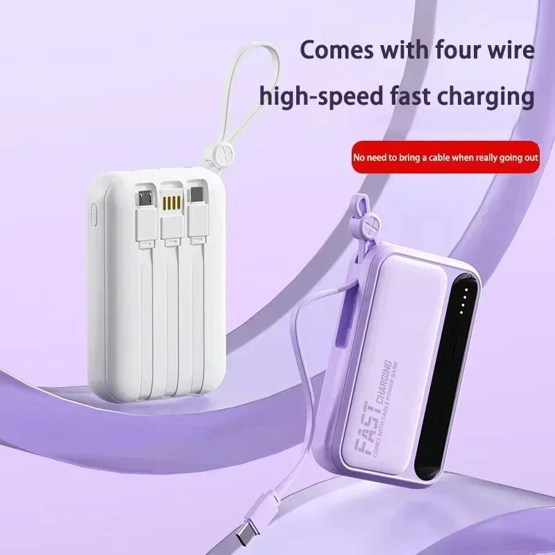 Powerbank Compact avec Câbles Intégrés - 4 en 1 50000mAh