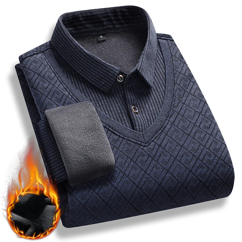 Pull Homme Hiver Épais Doublé Polaire