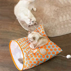 Tunnel Pliable pour Chat avec Souris et Balle – Sac Interactif pour Jeu et Stimulation