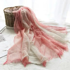 Foulard Femme en Coton & Lin – Dégradé de Couleurs, Léger & Élégant – Idéal Mi-Saison