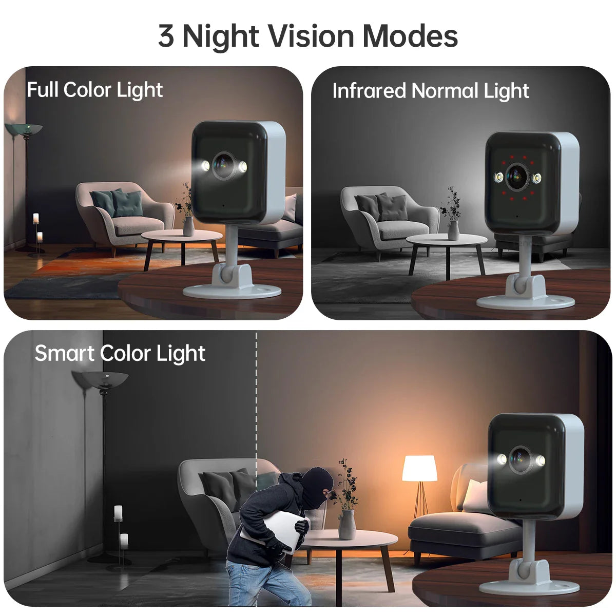 Mini Caméra WiFi 1080P Extérieur/Intérieur avec Vision Nocturne