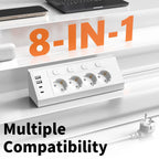 Multiprise d'Angles de Bureau avec Interrupteur de Contrôle - 4 Prises + 4 Ports