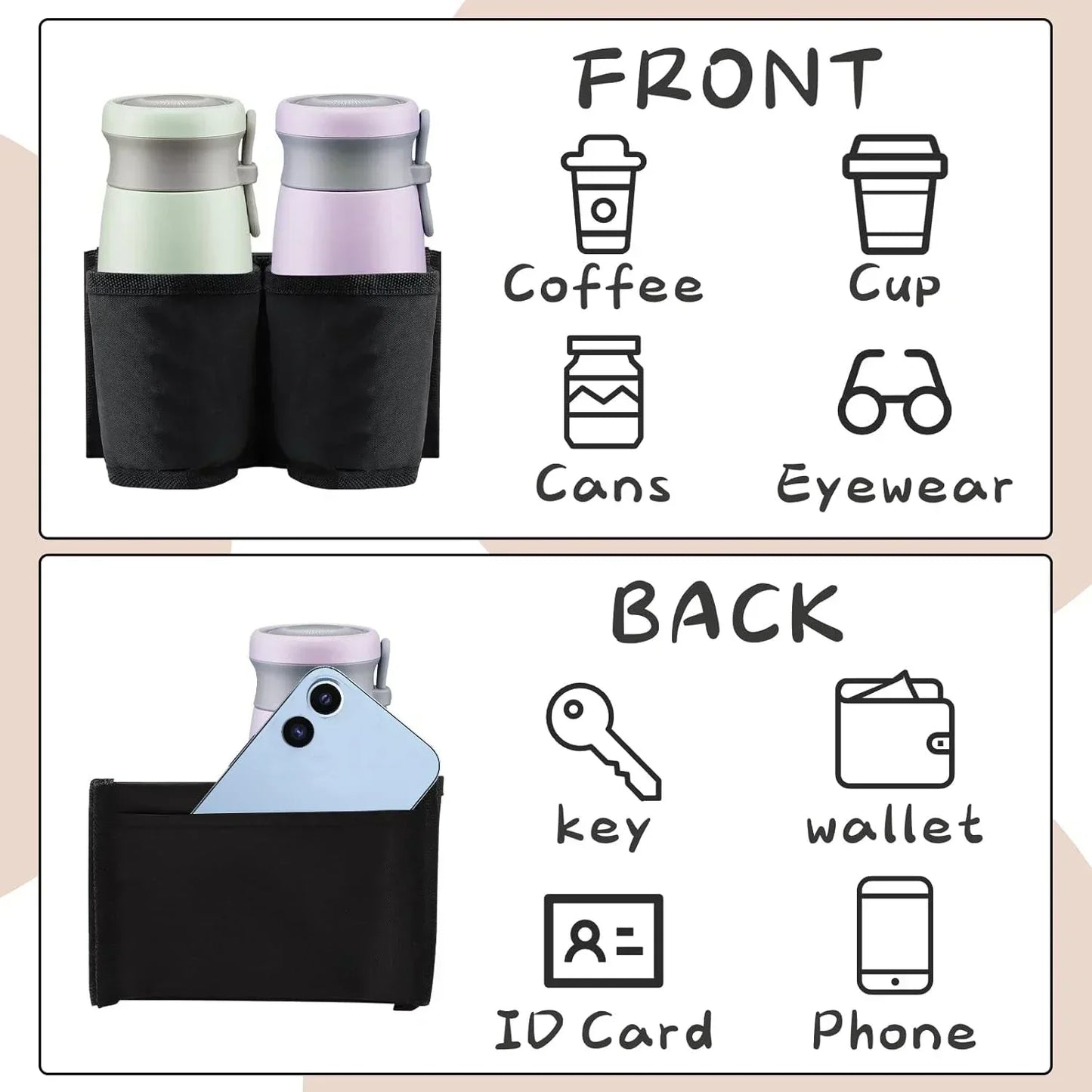 2x Porte-Gobelets de Valise – Voyage Mains Libres