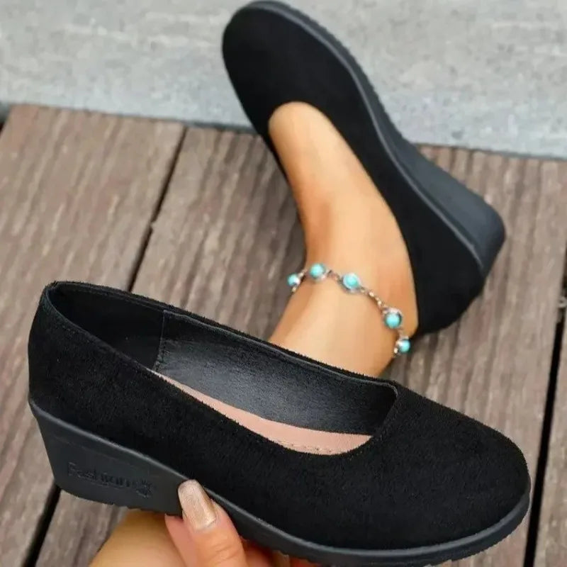 Ballerines Compensées pour Femme – Bout Rond, Semelle Souple et Confortable