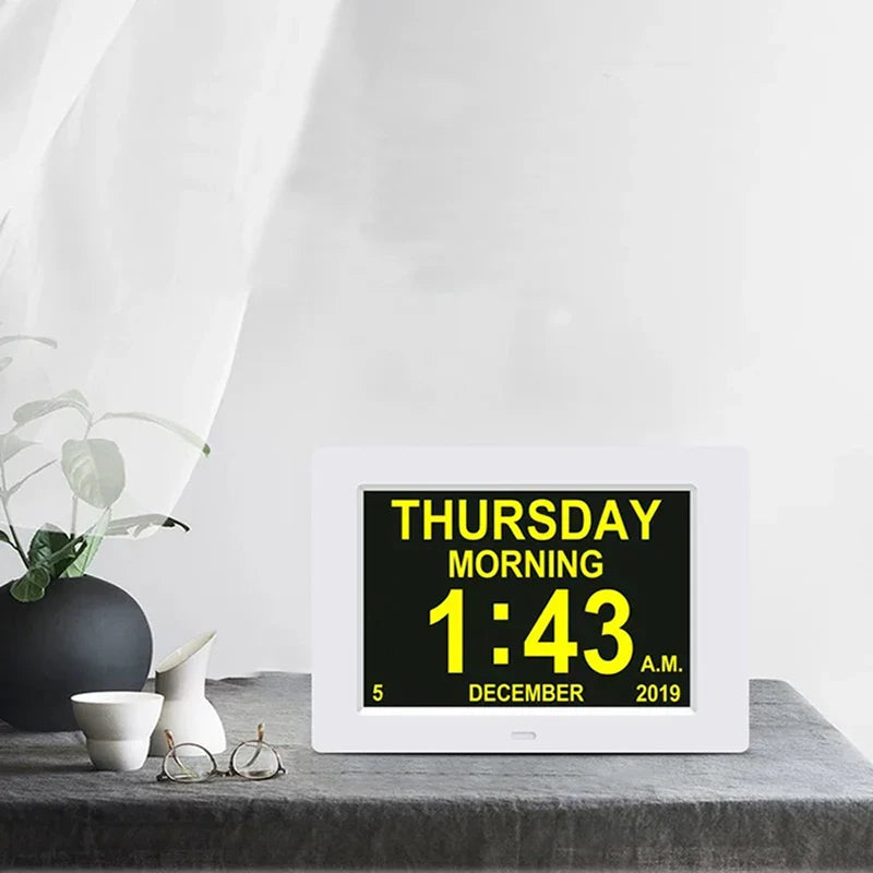 Horloge Digitale Grand Écran et 12 alarmes – Rappel Médical Senior