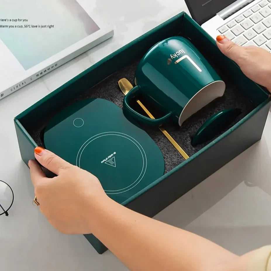 Ensemble Mug + Chauffe Tasse USB - Idée Cadeau