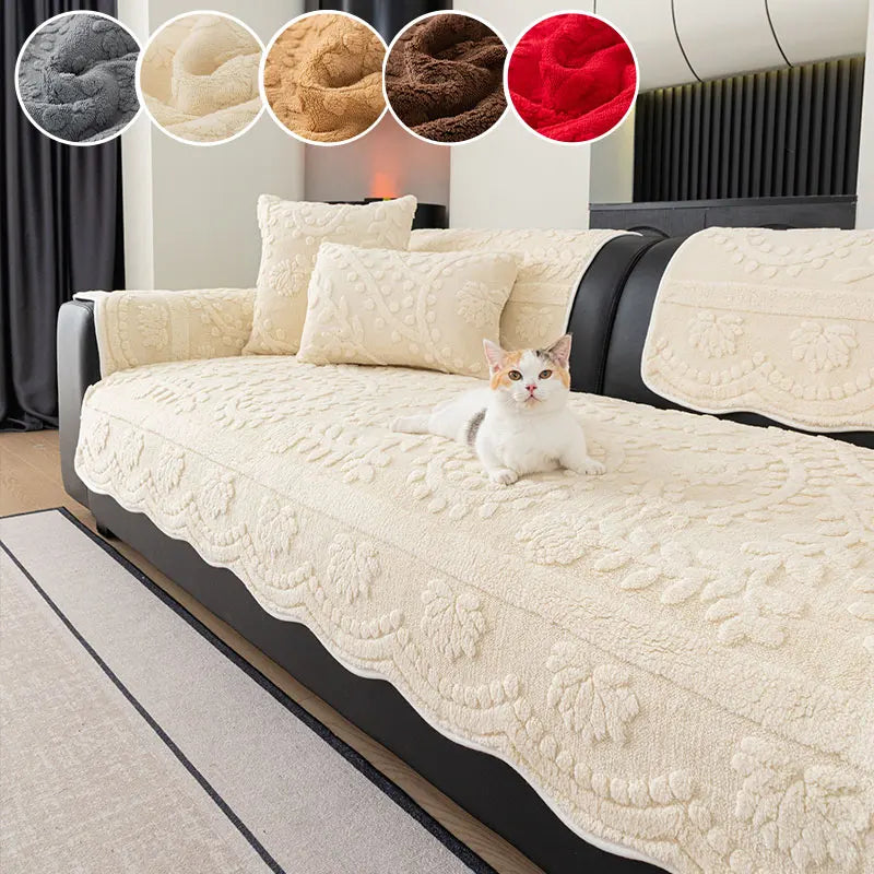 Jeté de Canapé en Peluche Épaisse – Housse Chaude & Antidérapante – Protection Moderne pour Automne/Hiver