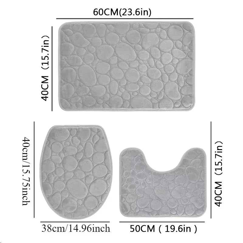 Set de 3 tapis de salle de bain WC absorbants antidérapants