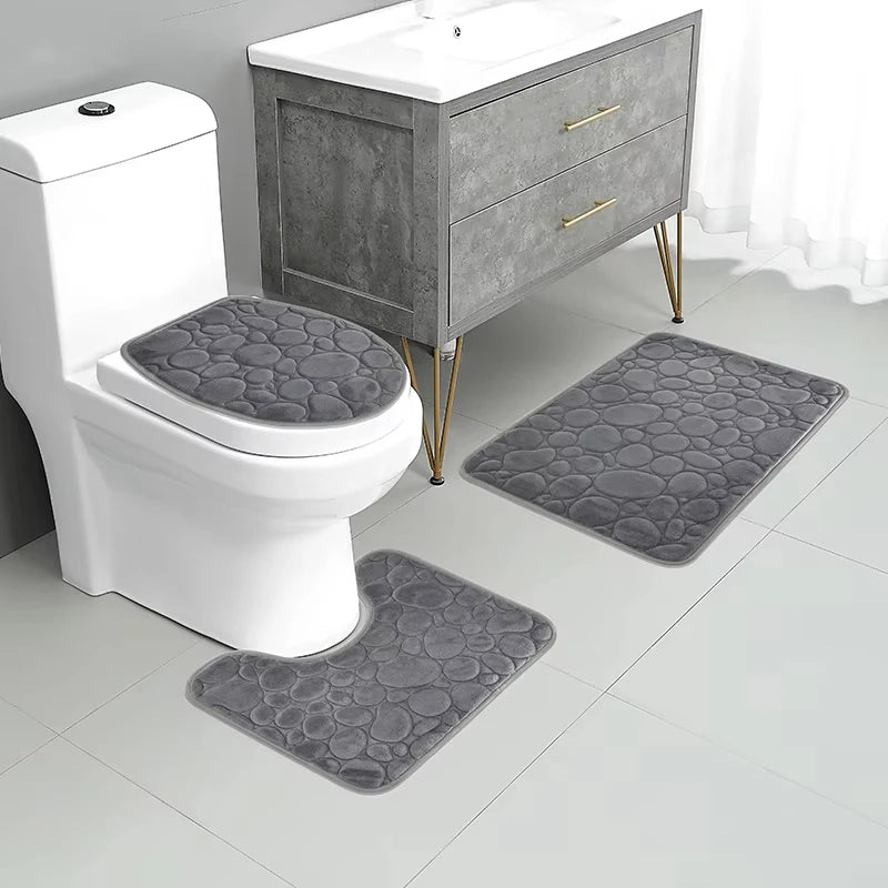 Set de 3 tapis de salle de bain WC absorbants antidérapants