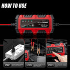 Chargeur de Batterie Intelligent 6V/12V 1,5A – Mainteneur de Charge pour Voiture, Moto, Camion et Bateau